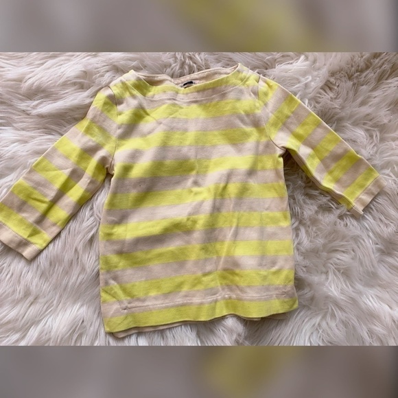Crewcuts Striped Girls Boatneck Shirt 4 5 Yellow - Picture 2 of 2